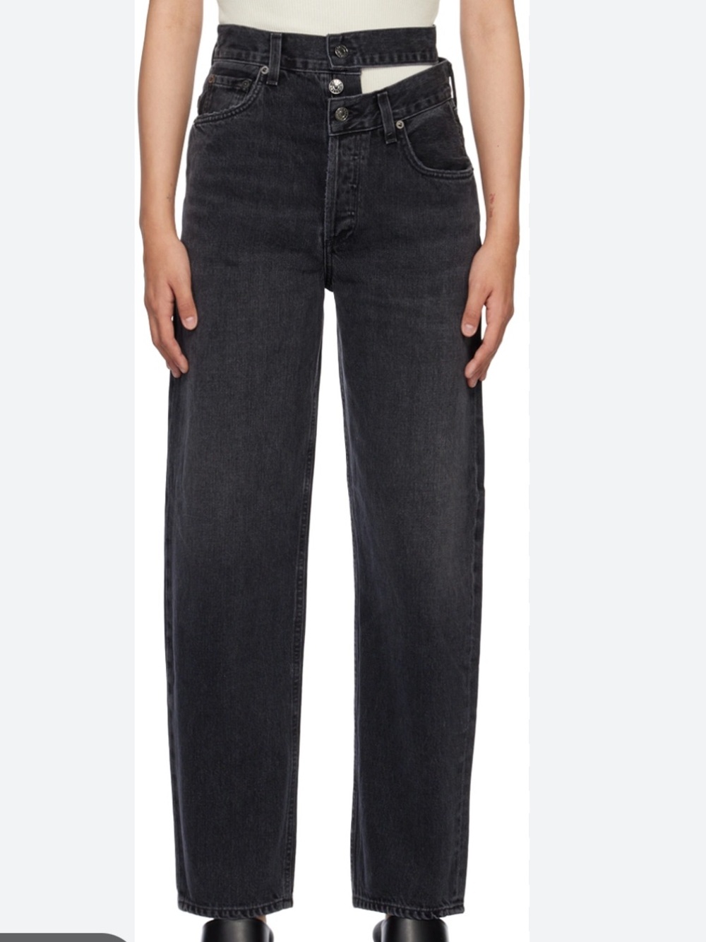 AGOLDE Black Broken Waistband Jeans